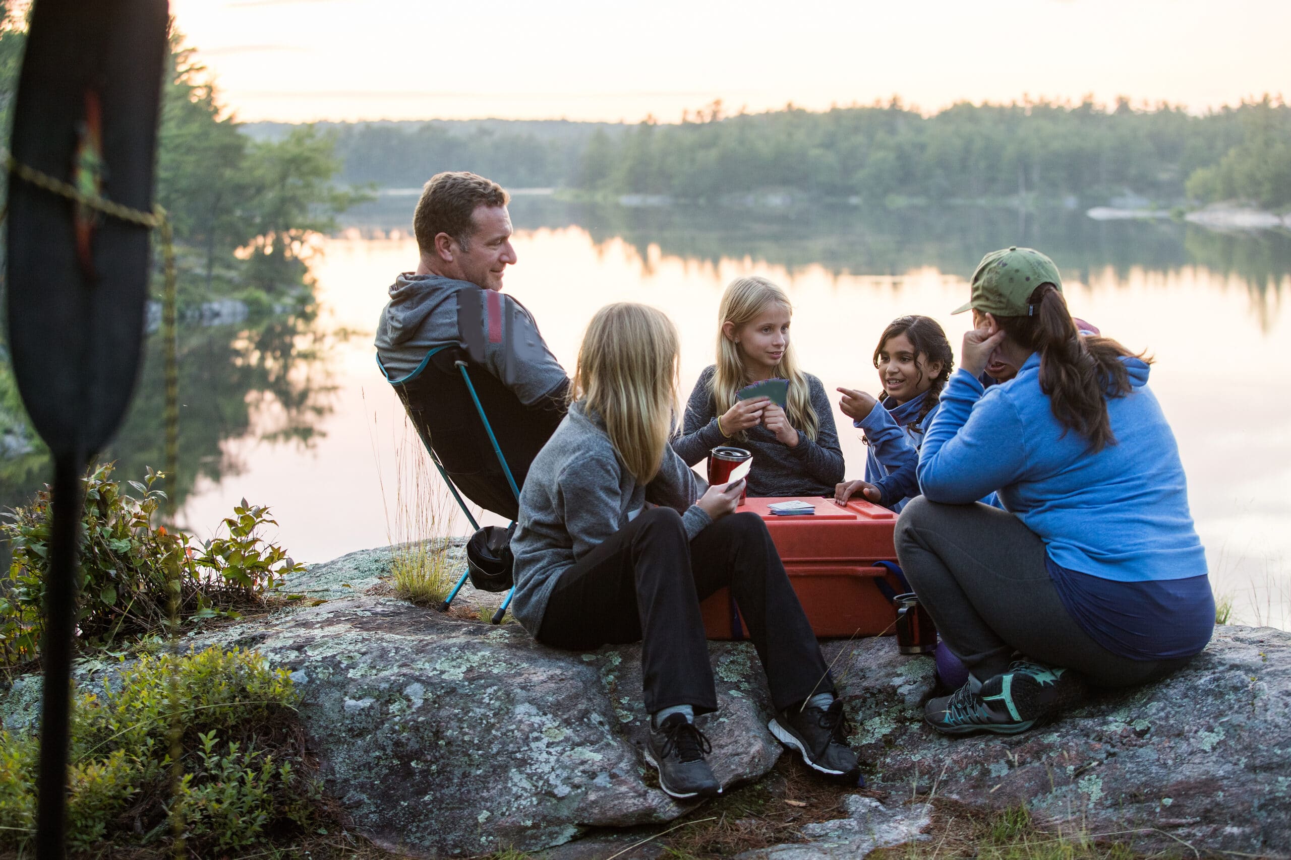 Kids playing during a family camping trip